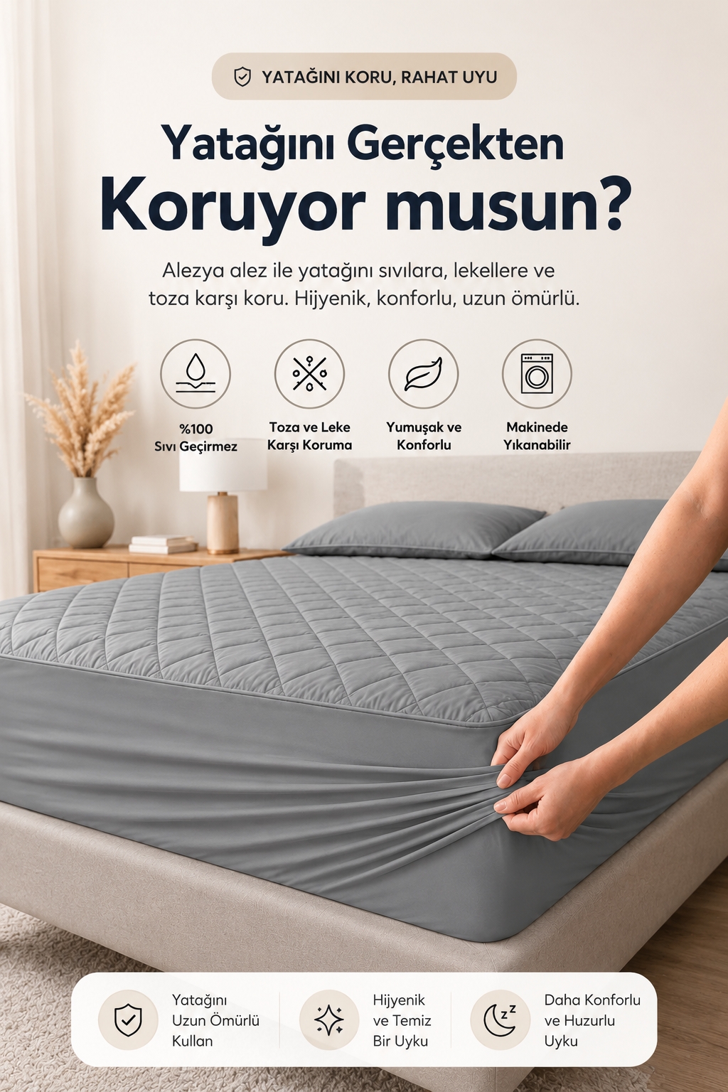 Alezya• Ortopedik Bambu Yatak Koruyucu Alez