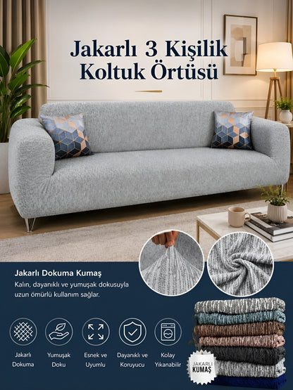 Valeza • Jakarlı 3 Kişilik Koltuk Örtüsü
