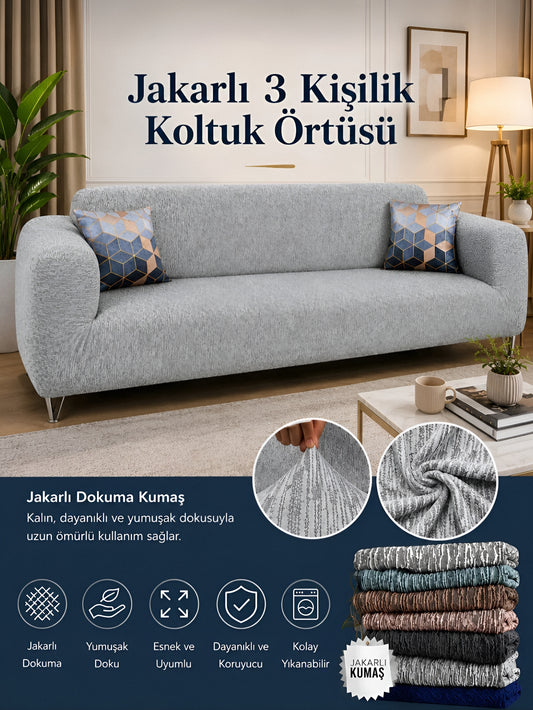 Valeza • Jakarlı 3 Kişilik Koltuk Örtüsü